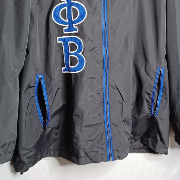 Zeta Phi Beta Jacket Mens 4XL Black Blue Embroidered Windbreaker Hooded Greek - Picture 6 of 16